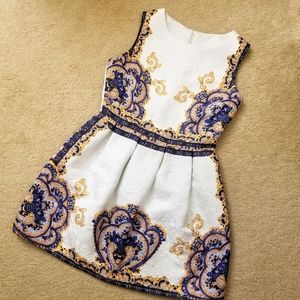 White and Gold Mini Cocktail Dress
